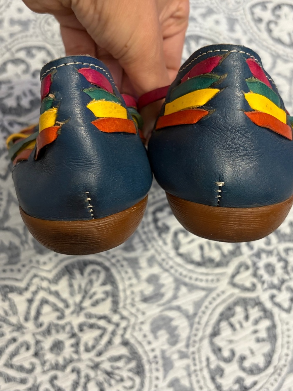 Multicolor Lupita Woven Leather Huarache Flats - Women 8 - Picture 4 of 6